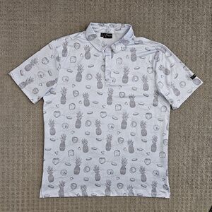 Yatta Golf‎ (Mens Size XL) Polo Shirt Short Sleeve Pineapple Coconut Stretch